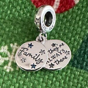 New Pandora S925 ALE Sterling Silver Family Love Double Dangle Charm